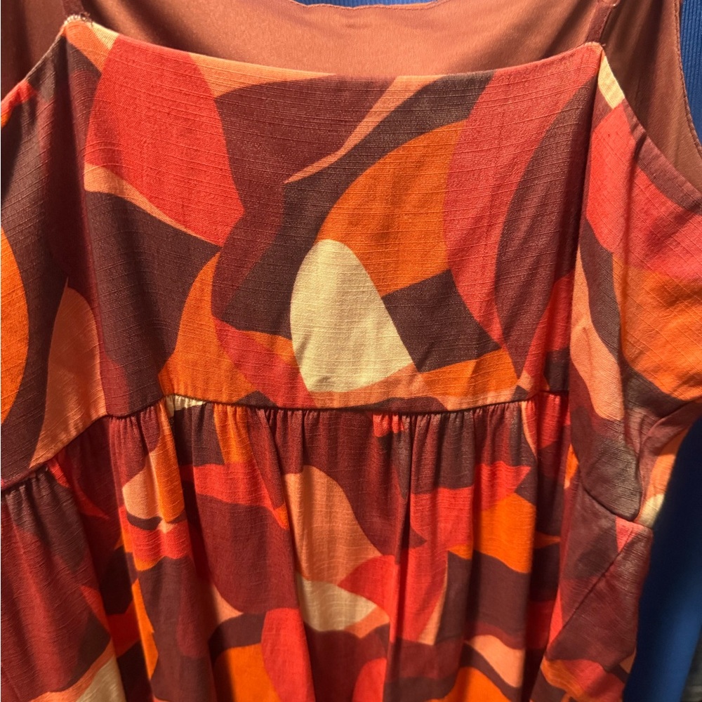 Nine West Orange Red Sundress Sleeveless Spaghetti Strap - Picture 5 of 8